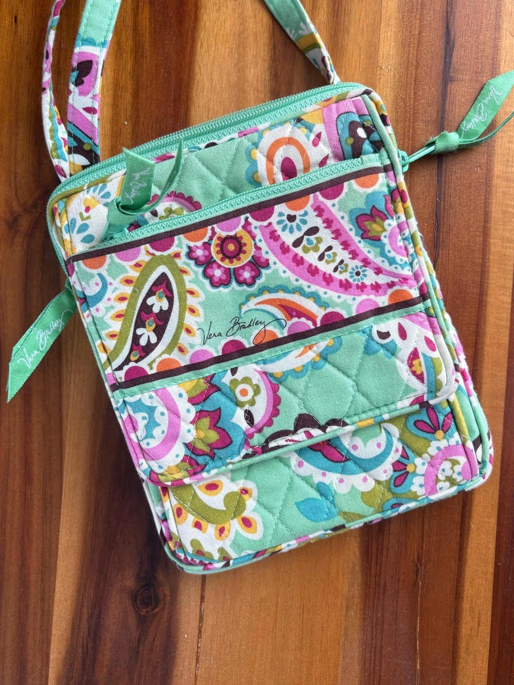 Vera Bradley Crossbody Wallet Teal/Pink